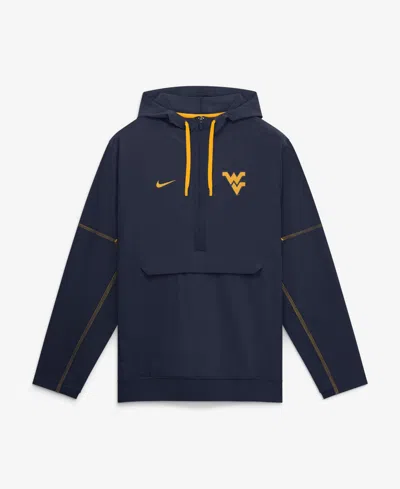 Nike Men's Navy West Virginia Mountaineers 2026 Sideline Anorak Half-zip Hooded Sweatshirt In Blue