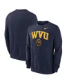 Nike Men's Navy West Virginia Mountaineers Arched Seal Pullover Sweatshirt In Navy