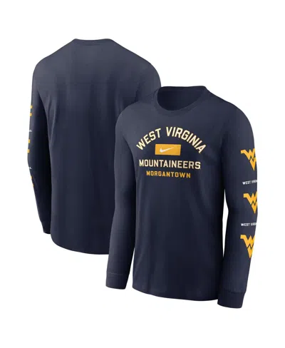 NIKE MEN'S NAVY WEST VIRGINIA MOUNTAINEERS CLASSIC LOCATION LONG SLEEVE T-SHIRT