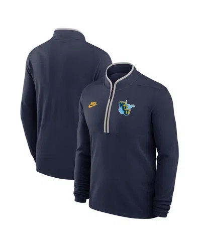 Nike Navy West Virginia Mountaineers Throwback Lightweight Victory Dri-fit Half-zip Pullover In Blue
