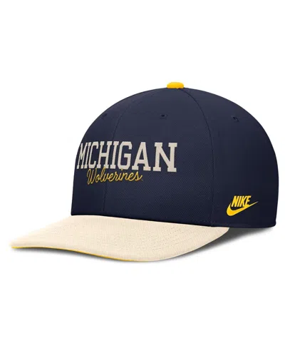 Nike Men's Navy/cream Michigan Wolverines Pro Legacy Script Snapback Hat