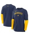 Nike Milwaukee Brewers Authentic Collection Player  Men's Dri-fit Mlb Pullover Sweatshirt In Blue