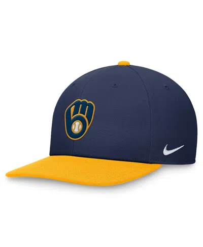 Nike Men's Navy/gold Milwaukee Brewers Evergreen Two-tone Snapback Hat In Blue