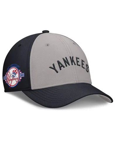 Nike Men's Navy/gray New York Yankees Rise Swoosh Performance Flex Hat In Navy,gray