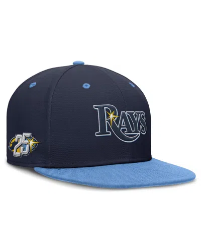 Nike Men's Navy/light Blue Tampa Bay Rays 25th Anniversary True Primetime Two-tone Performance Fitted Hat In Navy,light Blue