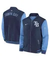 Nike Tampa Bay Rays Authentic Collection Dugout  Men's Mlb Full-zip Bomber Jacket In Blue