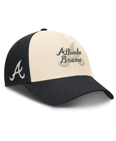 NIKE MEN'S NAVY/NATURAL ATLANTA BRAVES STATEMENT CLUB PERFORMANCE ADJUSTABLE HAT