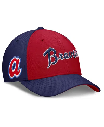Nike Men's Navy/red Atlanta Braves Rise Swoosh Performance Flex Hat In Navy,red