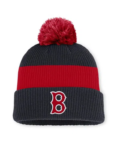 Nike Men's Navy/red Boston Red Sox Cooperstown Collection Peak Standard Cuffed Pom With Knit Hat In Gold