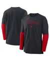 Nike Men's Navy/red Cleveland Guardians Authentic Collection Lightweight Player Tri-blend Performance Pul In Navy,red