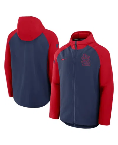 Nike Men's Navy/red St. Louis Cardinals Authentic Collection Raglan Performance Full-zip Jacket In Navy,red