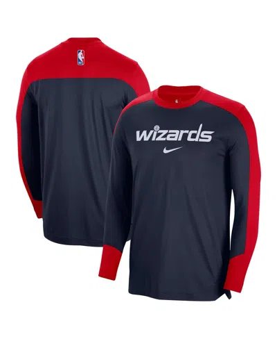Nike Men's Navy/red Washington Wizards 2024/25 Authentic Pre-game Legend Long Sleeve Shooting Shirt In Navy,red