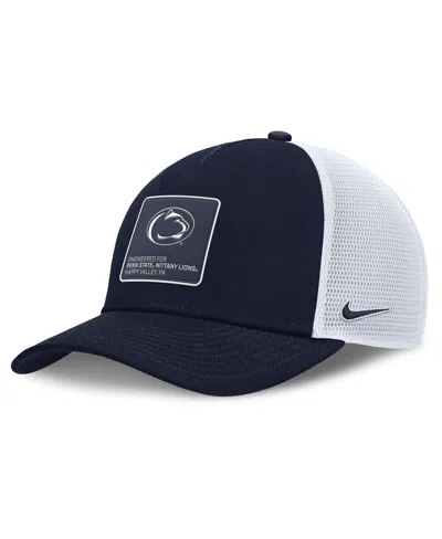 Nike Men's Navy/white Penn State Nittany Lions 2025 On-field Rise Engineered Trucker Adjustable Hat In Multi