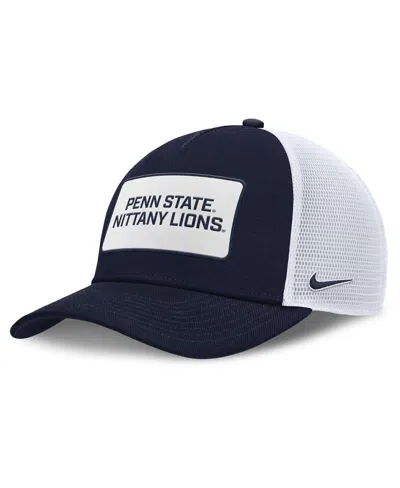 Nike Men's Navy/white Penn State Nittany Lions 2025 On-field Rise Patch Trucker Adjustable Hat In Multi