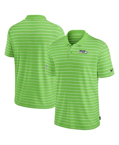 Nike Men's Neon Green Seattle Seahawks Sideline Lock Up Victory Performance Polo Shirt In Neon Green,white