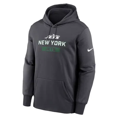 Nike Men's New York Jets Toss Sweep Menâs  Therma Nfl Pullover Hoodie In Black