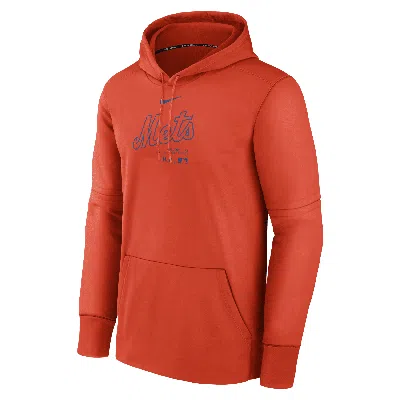 Nike Men's New York Mets Authentic Collection Practice  Therma Mlb Pullover Hoodie In Orange