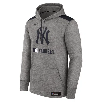 Nike Men's New York Yankees Authentic Collection  Therma Mlb Pullover Hoodie In Grey