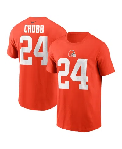 Nike Men's Nick Chubb Orange Cleveland Browns Player Name Number T-shirt