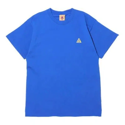 Nike Men's  Acg Embroidered Logo Sports Short Sleeve Blue T-shirt