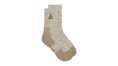 Pre-owned Nike Men's  Acg Everyday Cushioned Crew Sock In Light Bone/volt/khaki