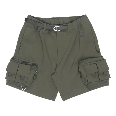 Nike Men's  Acg Logo Lacing Waterproof Multiple Pockets Shorts Military Green In Gray