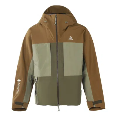 Nike Men's  Acg Loose Zipper Hooded Colorblock Long Sleeves Jacket Autumn Light Brown