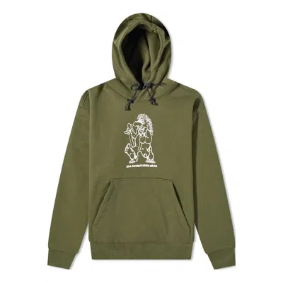 NIKE MEN'S NIKE ACG TROLL POPOVER PATTERN PRINTING HOODED LONG SLEEVES OLIVE GREEN
