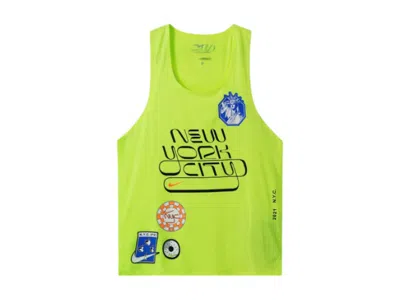 Pre-owned Nike Men's  Aeroswift Nyc Marathon Run 2021 Drifit Adv Singlet Running Vest In Volt In Yellow