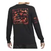 Nike Men's  Air Back Print Sports Round Neck Long Sleeves Black T-shirt In Black