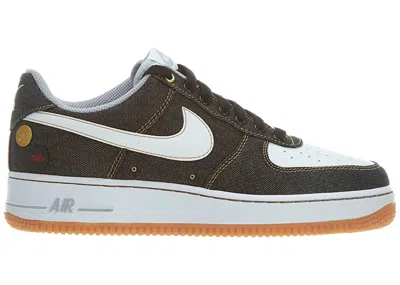 Pre-owned Men's  Air Force 1 '07 Low Denim Sneakers In Black/gum Medium Brown/wolf Grey from StockX