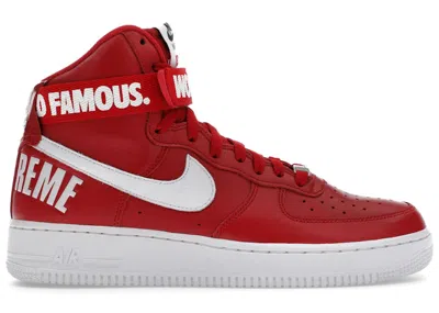 Pre-owned Nike Men's  Air Force 1 High Supreme World Famous Sneakers In Red/white