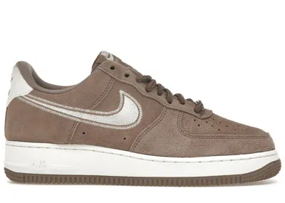 Pre-owned Nike Men's  Air Force 1 Low '07 Lv8 Embroidered Swoosh Sneakers In Mink Brown/sail