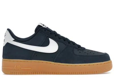 Pre-owned Nike Men's  Air Force 1 Low '07 Lv8 Gum Sneakers In Armory Navy Blue/gum Light Brown/summit White In Multi