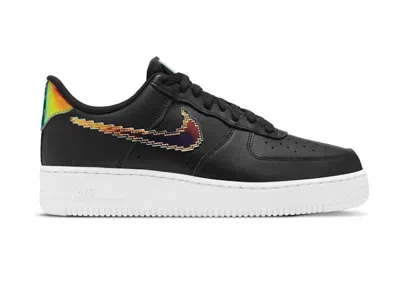 Pre-owned Nike Men's  Air Force 1 Low '07 Lv8 Iridescent Pixel Swoosh Sneakers In Black