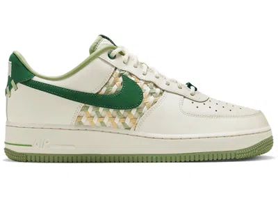 Pre-owned Nike Men's  Air Force 1 Low '07 Premium Naike Bamboo Weave Sneakers In Sail/gorge Green/pistachio