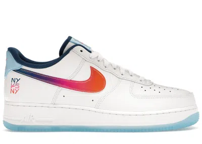 Pre-owned Nike Men's  Air Force 1 Low '07 Prm Ny Vs. Ny Sneakers In White/court Blue/hyper Pink