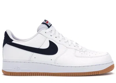 Pre-owned Nike Men's  Air Force 1 Low '07 Sneakers In White/obsidian/university Red