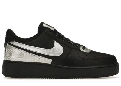 Pre-owned Nike Men's  Air Force 1 Low 3m Sneakers In Black/metallic Silver