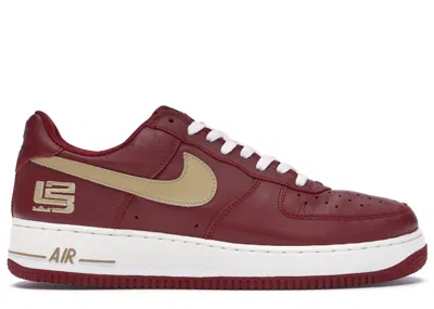 Pre-owned Nike Men's  Air Force 1 Low Lebron James (cavs) Sneakers In Varsity Crimson/jersey Gold/midnight Navy In Multi