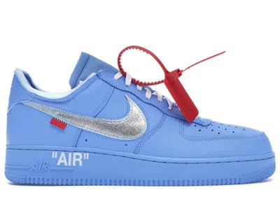 Pre-owned Nike Men's  Air Force 1 Low Off Mca Sneakers In University Blue/metallic Silver/white In Multi