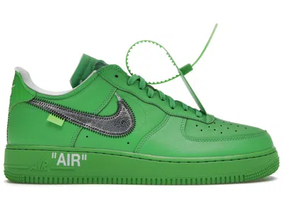 Pre-owned Nike Men's  Air Force 1 Low Offwhite Brooklyn Sneakers In Light Green Spark/metallic Silver In Multi