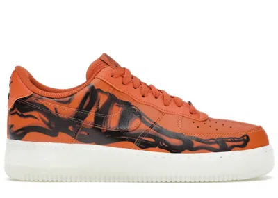 Pre-owned Nike Men's  Air Force 1 Low Orange Skeleton Halloween (2020) Sneakers In Starfish/white/black In Multi