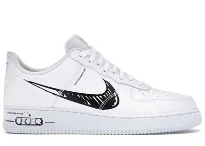 Pre-owned Nike Men's  Air Force 1 Low Sketch Sneakers In White/black In Multi