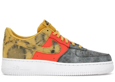 Pre-owned Nike Men's  Air Force 1 Low Tie Dye Dark Sulphur Sneakers In Dark Sulfur/team Orange