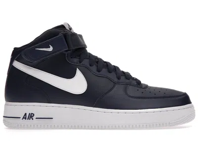Pre-owned Nike Men's  Air Force 1 Mid '07 Sneakers In Midnight Navy Blue/white