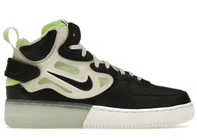 Pre-owned Nike Men's  Air Force 1 React Mid Black Sneakers In Sail/ghost Green/glacier Blue In Multi