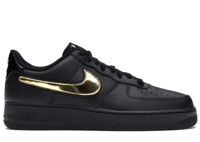 Pre-owned Nike Men's  Air Force 1 Removable Swoosh Pack Sneakers In Black/metallic Gold In Multi