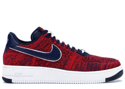 Pre-owned Nike Men's  Air Force 1 Ultra Flyknit Low Rkk New England Patriots (2018) Sneakers In University Red/