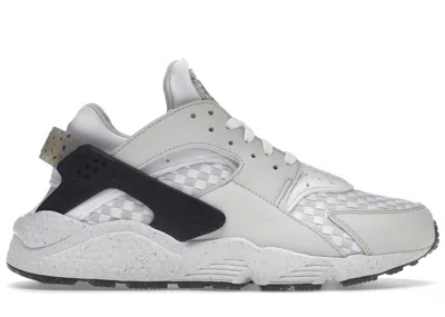 Pre-owned Nike Men's  Air Huarache Crater Premium White Sneakers In Light Bone/black/volt